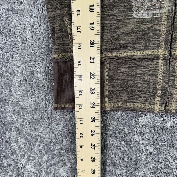 Miss Me Sweatshirt Womens Medium Brown MM Unplugged Rhinestone Wings Hooded - Picture 4 of 11